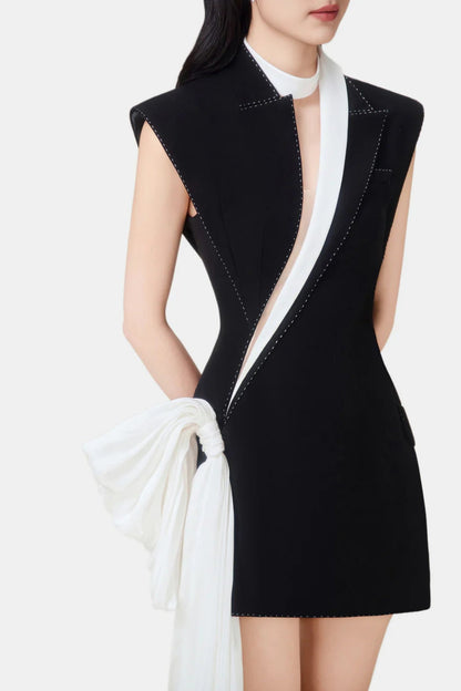 Vequa Asymmetric Sleeveless Blazer Mini Dress