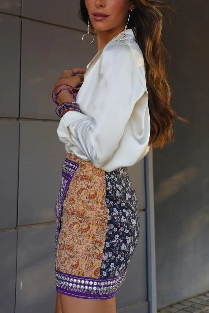Verues Embroidered Asymmetric Mini Skirt
