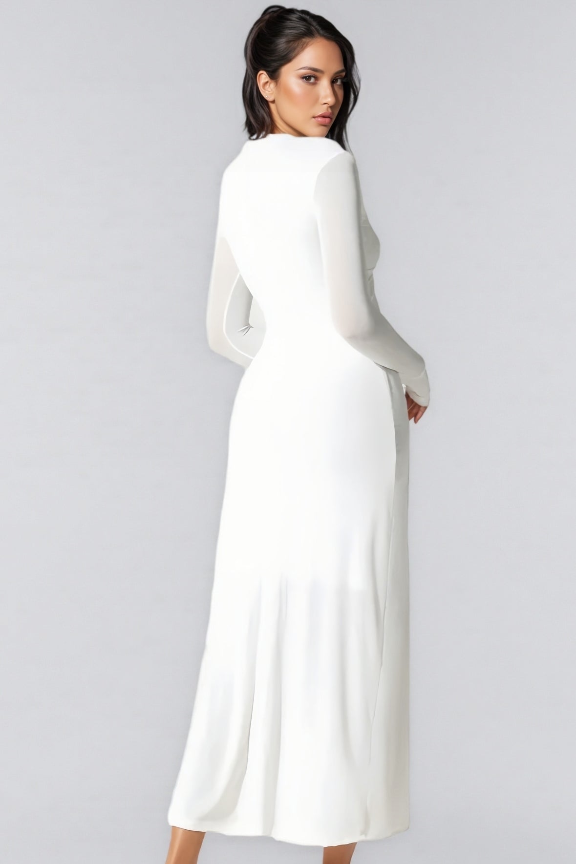 Colour Strappy Maxi Dress-white