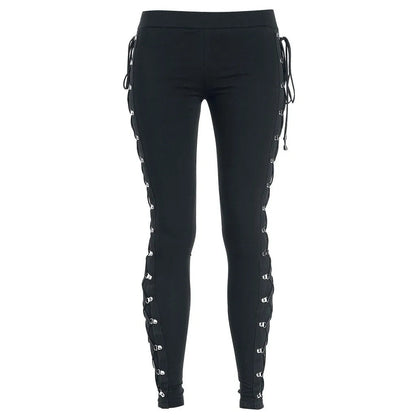 Gothic Lace Up Slim Halloween Pants