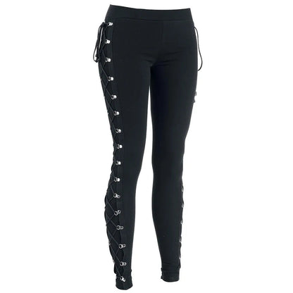 Gothic Lace Up Slim Halloween Pants