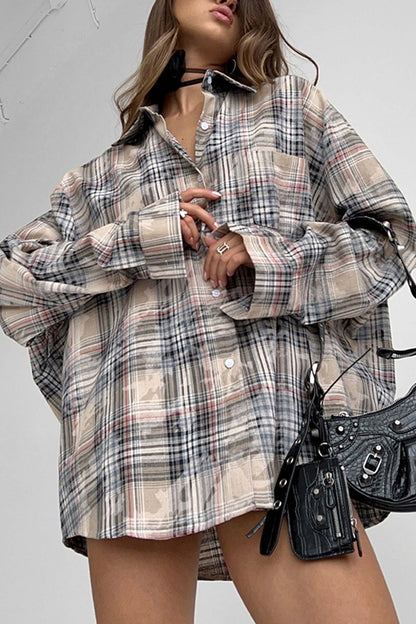 Plaid Oversized Blouse