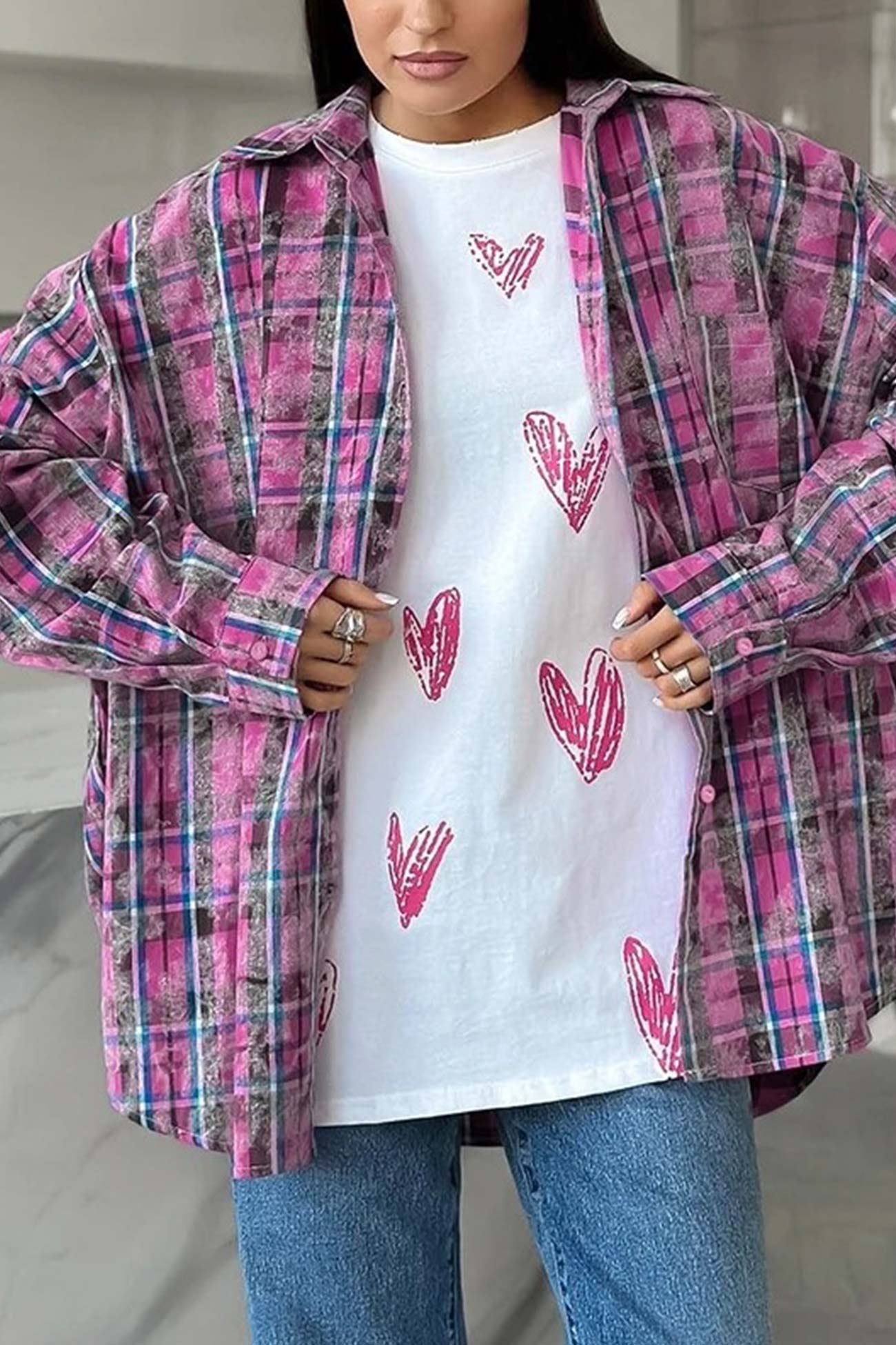Plaid Oversized Blouse