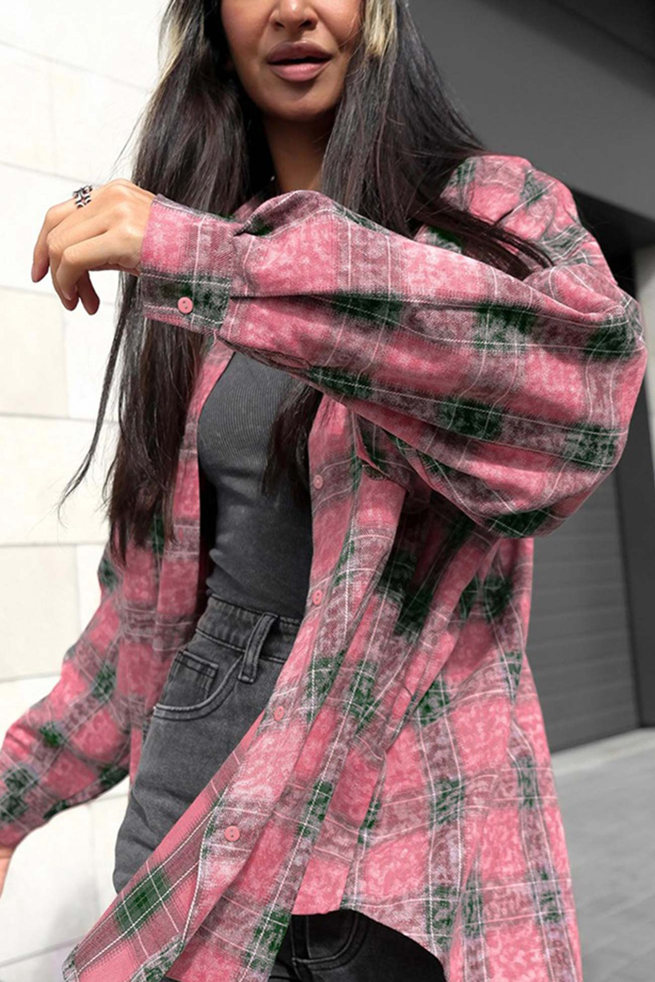 Plaid Oversized Blouse
