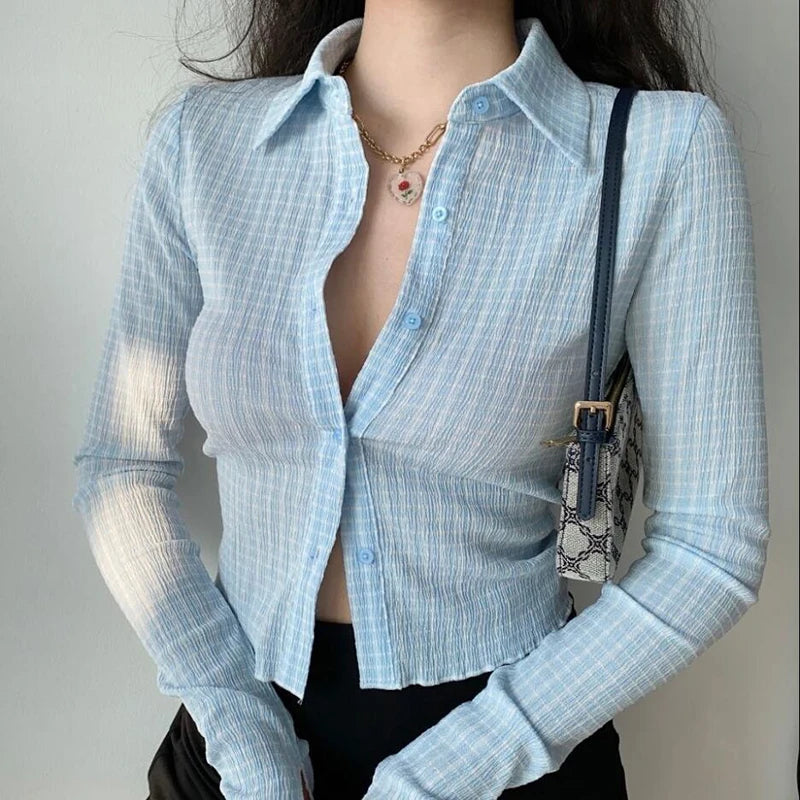 Plaid Long Sleeve Blouse