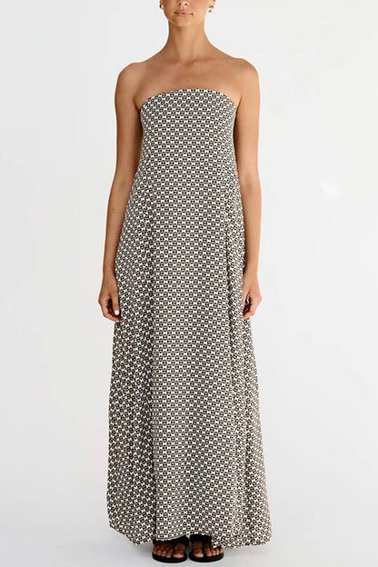 Print Strapless Maxi Dress