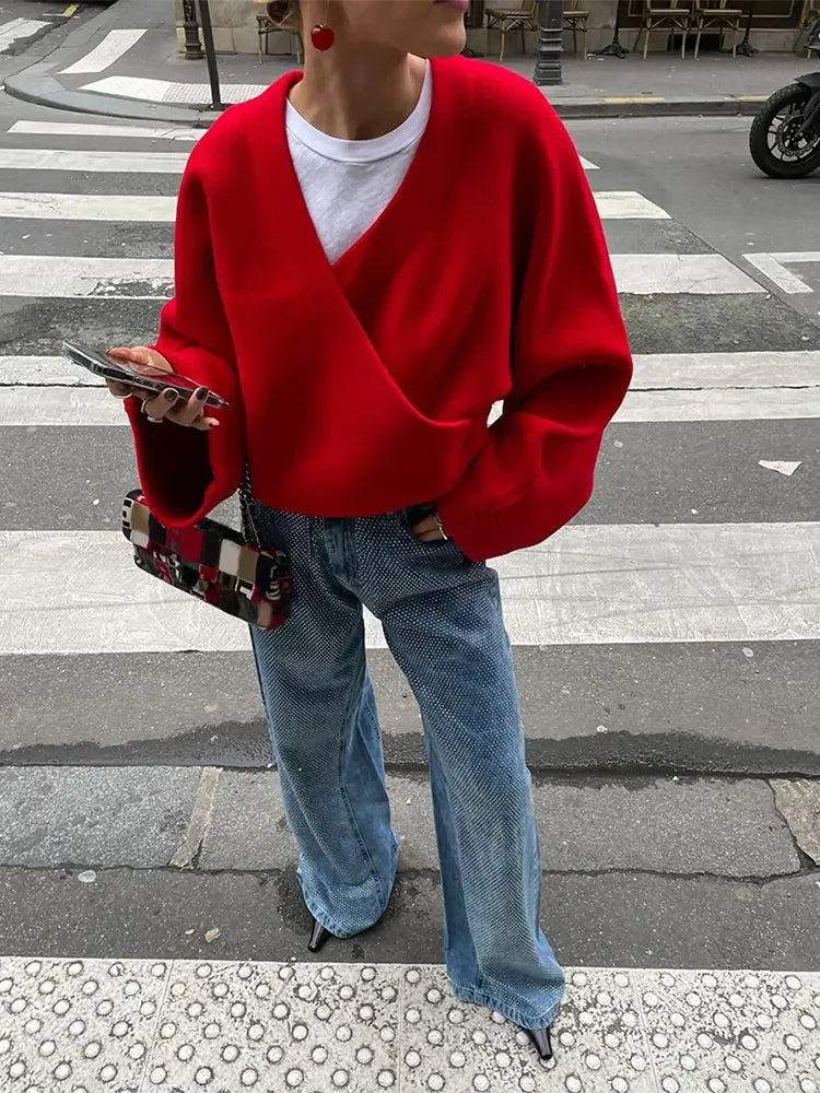 V Neck Long Sleeve Christmas Sweater