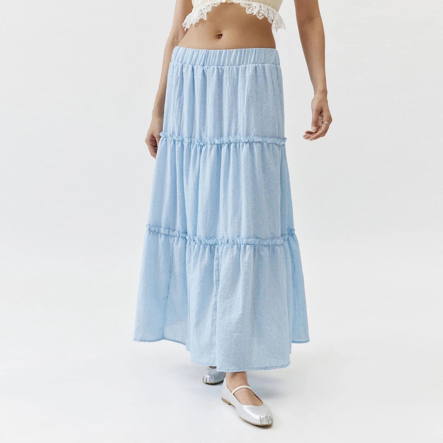Tiered Frill Trim Skirt