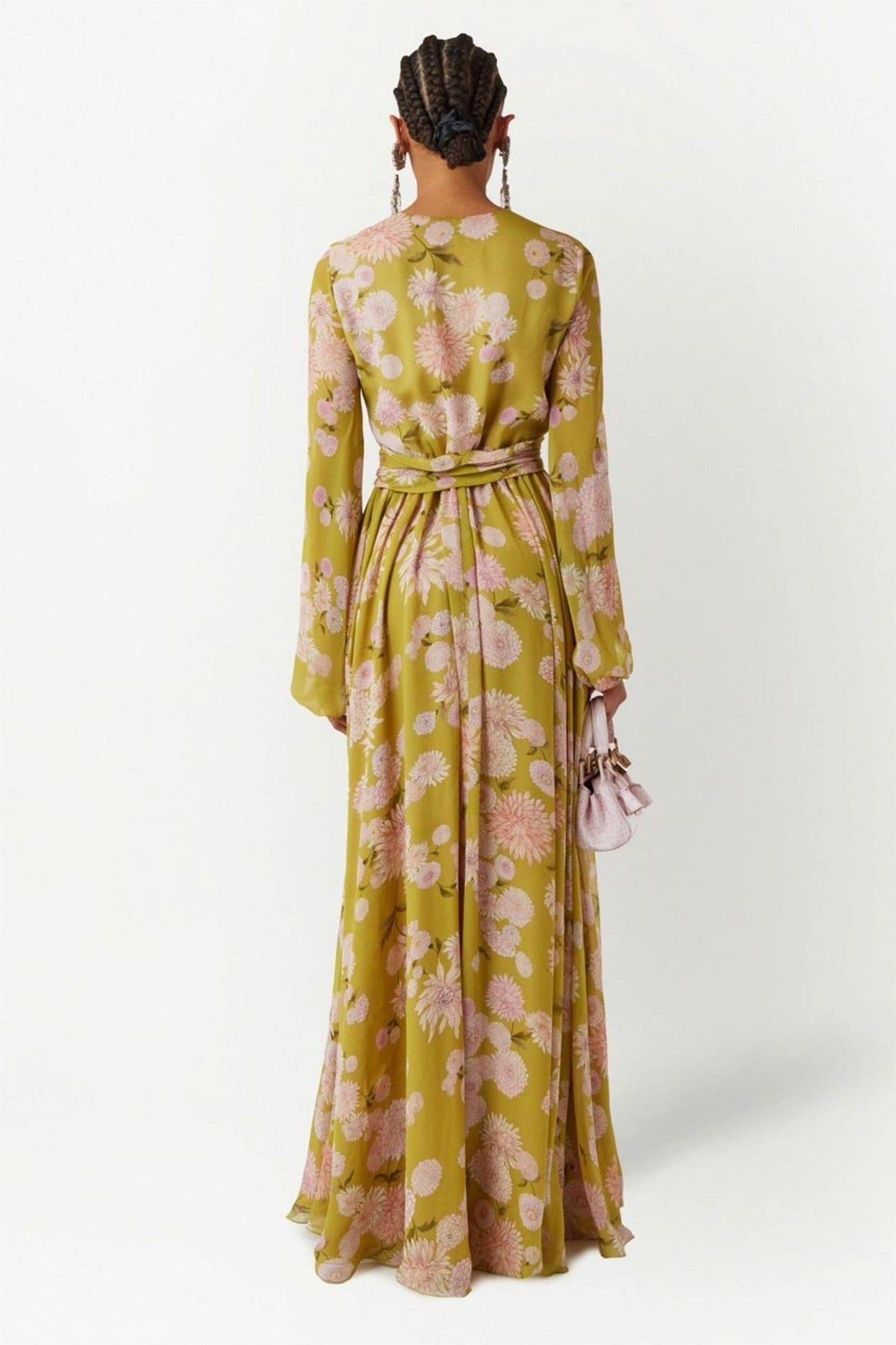 Lace Up Puff Sleeve Maxi Dress