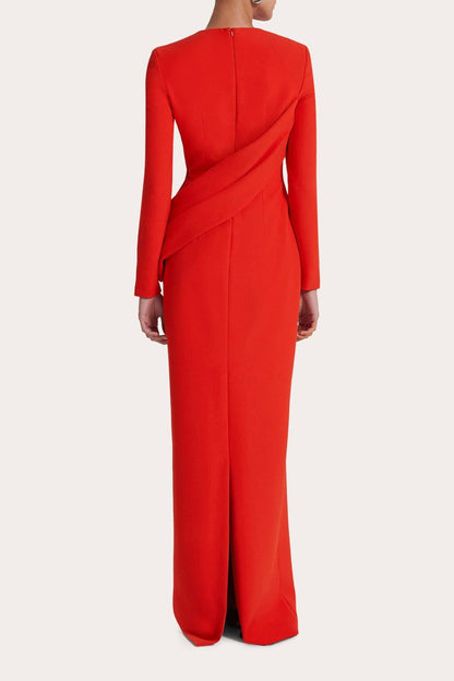 Round Neck Long Sleeve Maxi Dress