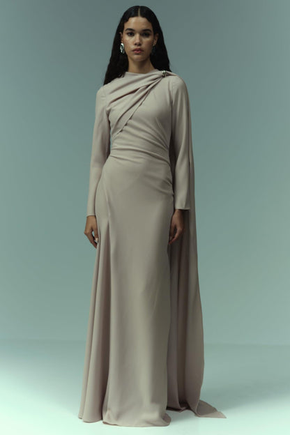 Long Sleeve Cape Maxi Dress