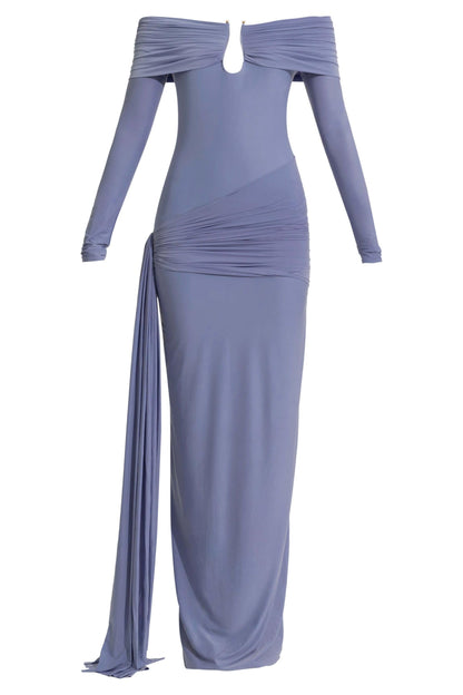 Ruched Off-shoulder Maxi Dress