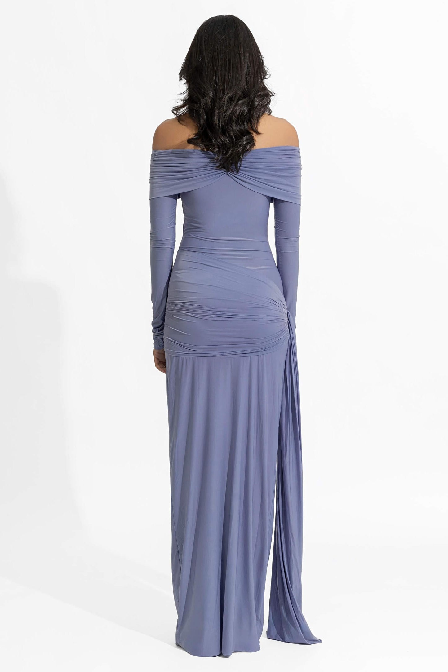 Ruched Off-shoulder Maxi Dress