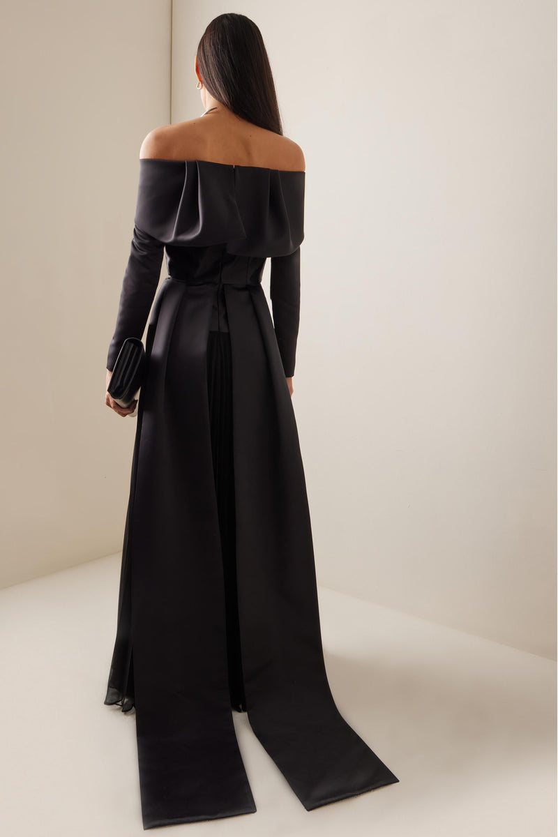Pleated Off-shoulder Maxi Dress
