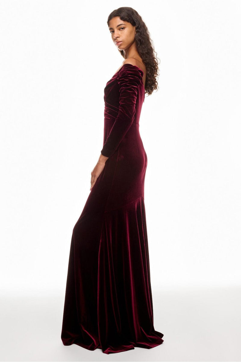 Velvet Off-shoulder Maxi Dress