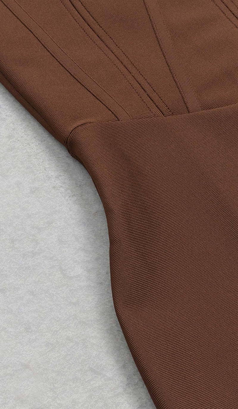 Waist-tightening Corset Midi Dress in Brown