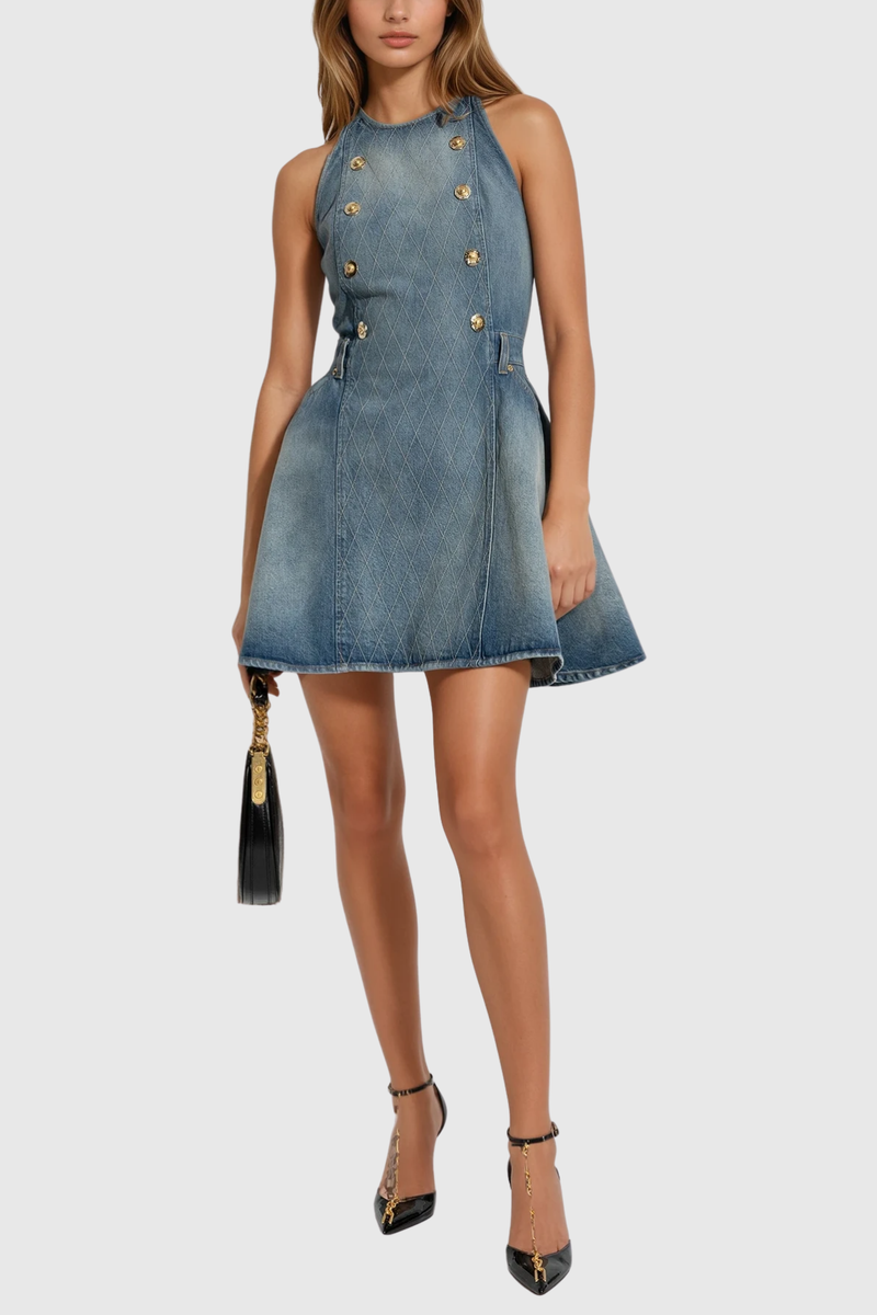 Wael Sleeveless Denim Mini Dress