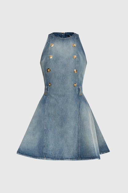 Wael Sleeveless Denim Mini Dress