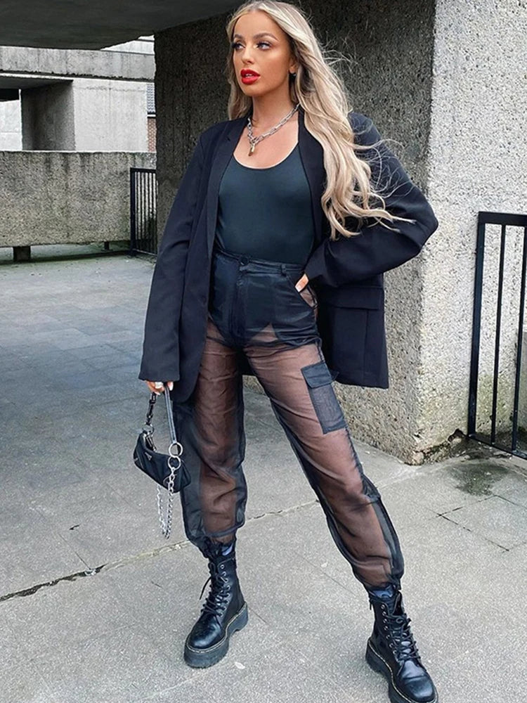 Summer See-through Patchwork Loose Sweatpants