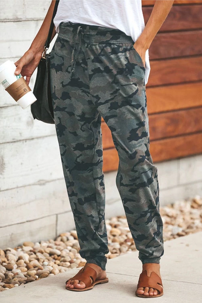 Moxidress High Waist Drawstring Camo Pants