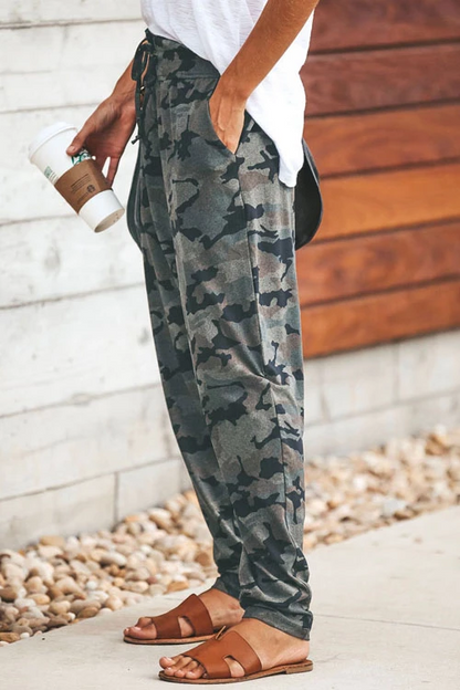 Moxidress High Waist Drawstring Camo Pants