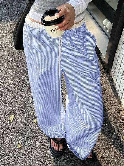 Striped Ruched Sweet Straight Pant
