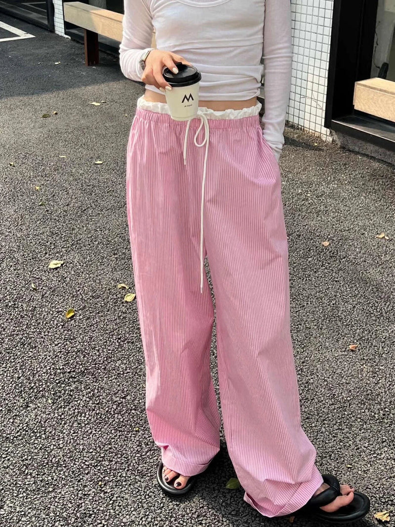 Striped Ruched Sweet Straight Pant