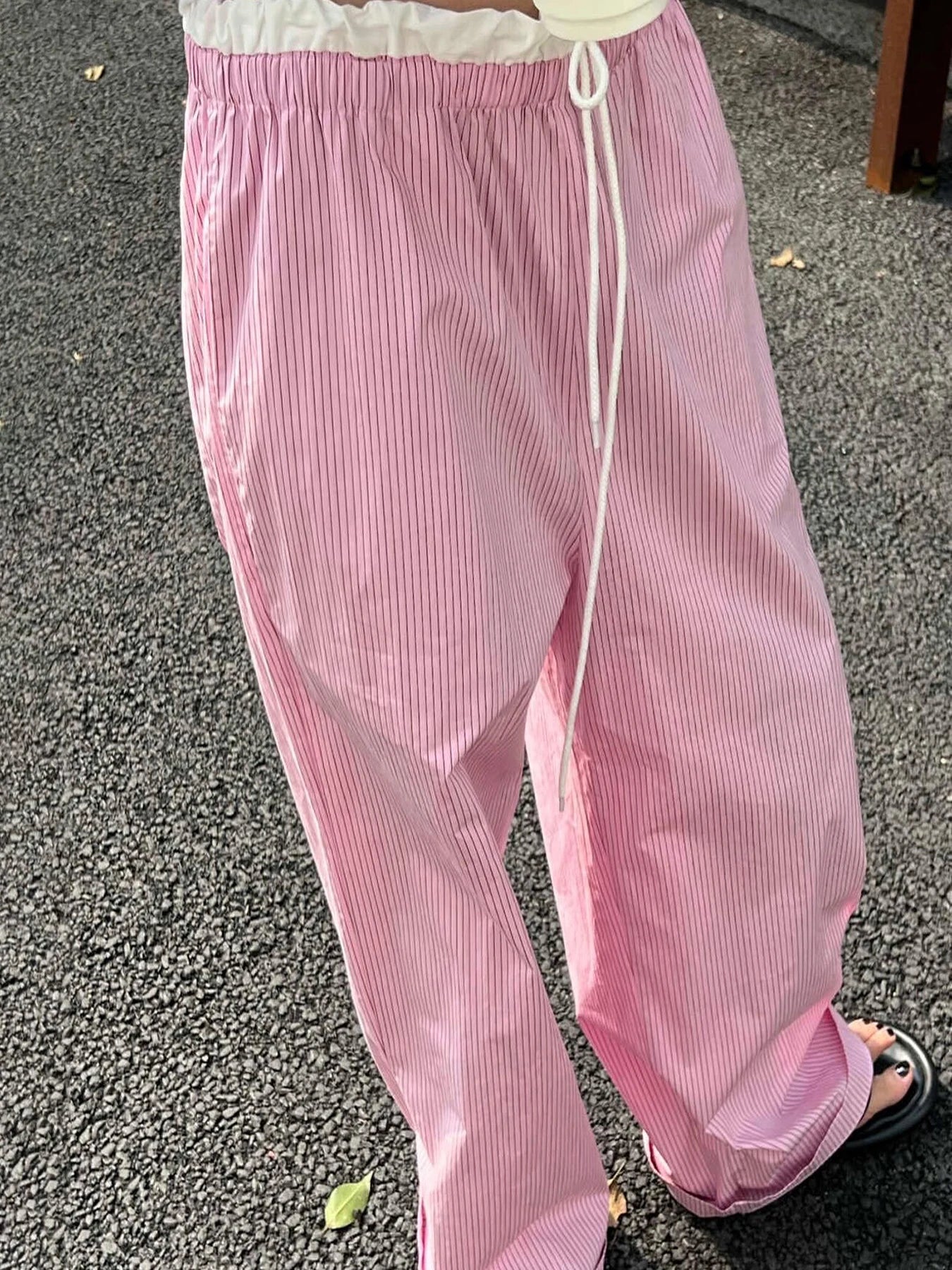 Striped Ruched Sweet Straight Pant