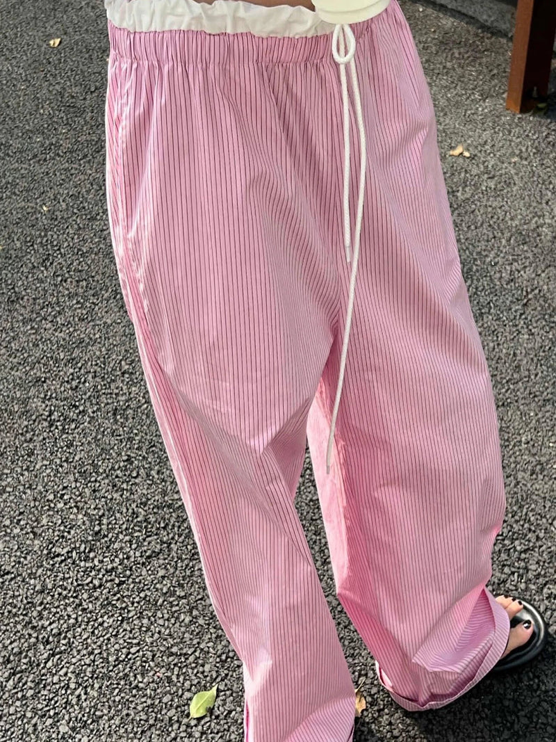 Striped Ruched Sweet Straight Pant