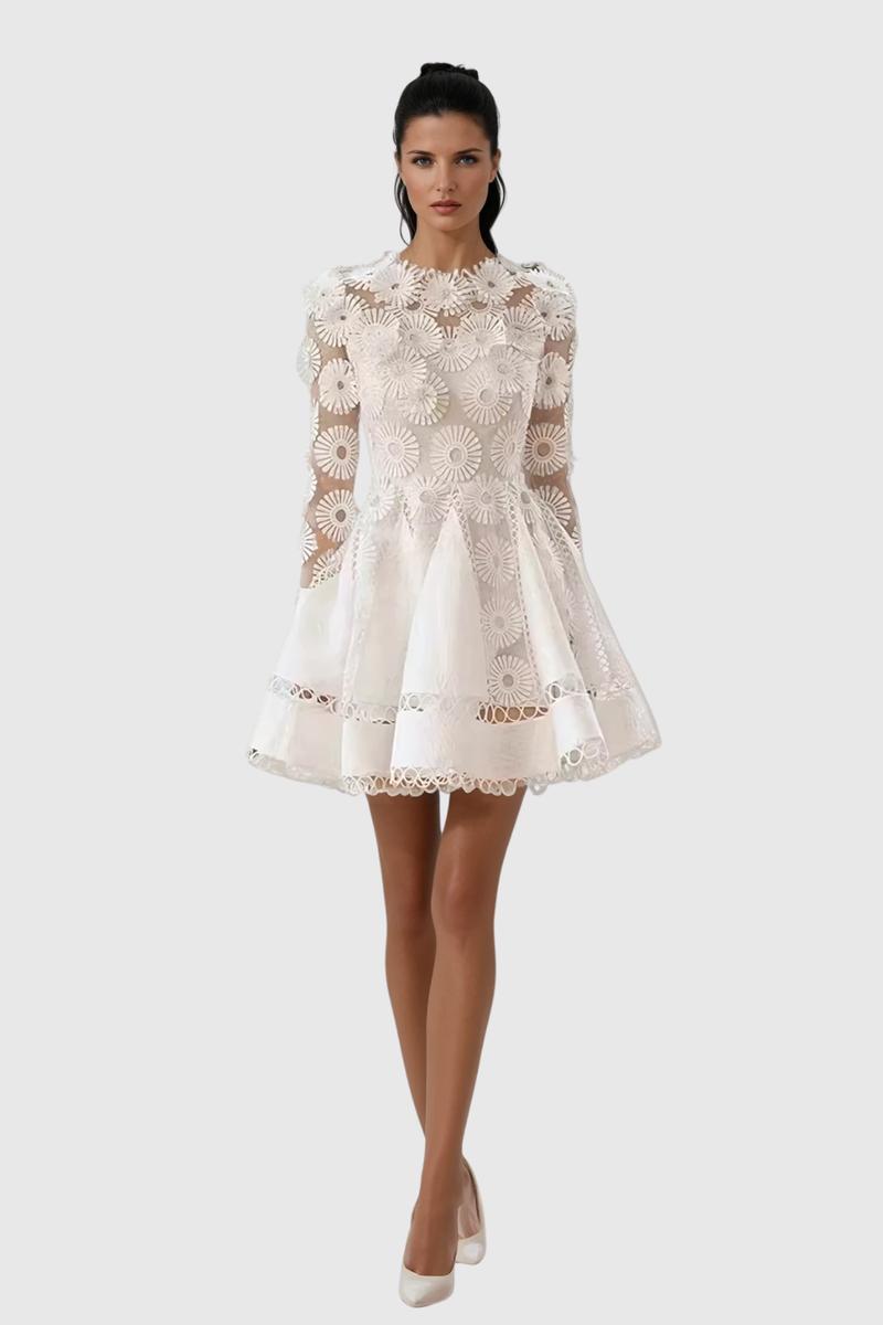 Wendy Flower Mesh Deconstruct Mini Dress