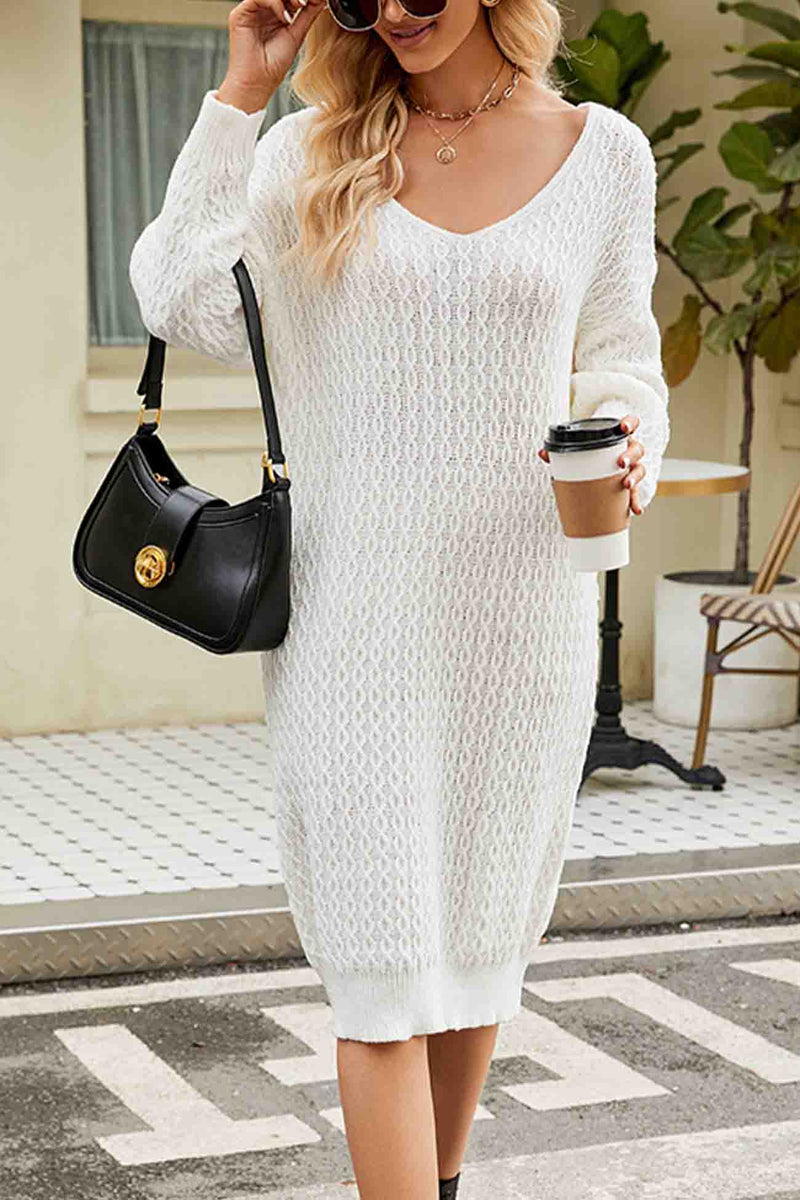 Color Long Knitted Sweater Dress