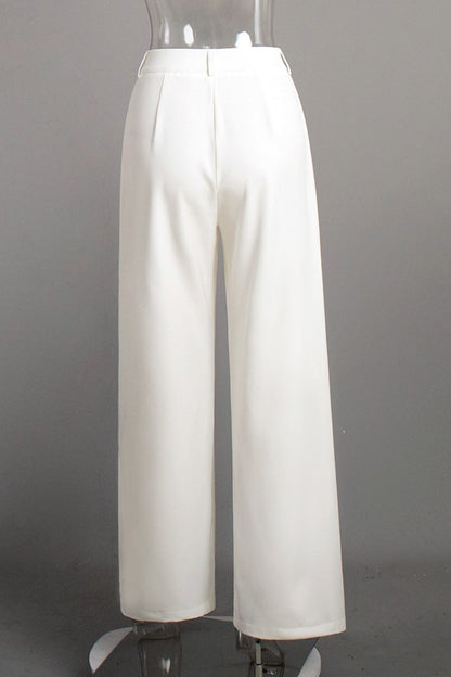 White High-rise Wide Leg Long Pants
