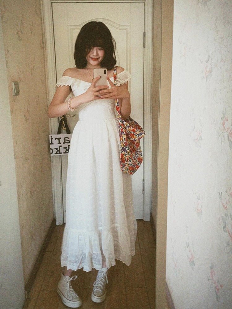 White Embroidered Lace Maxi Dress _ Dreamy Beach Getaway Look