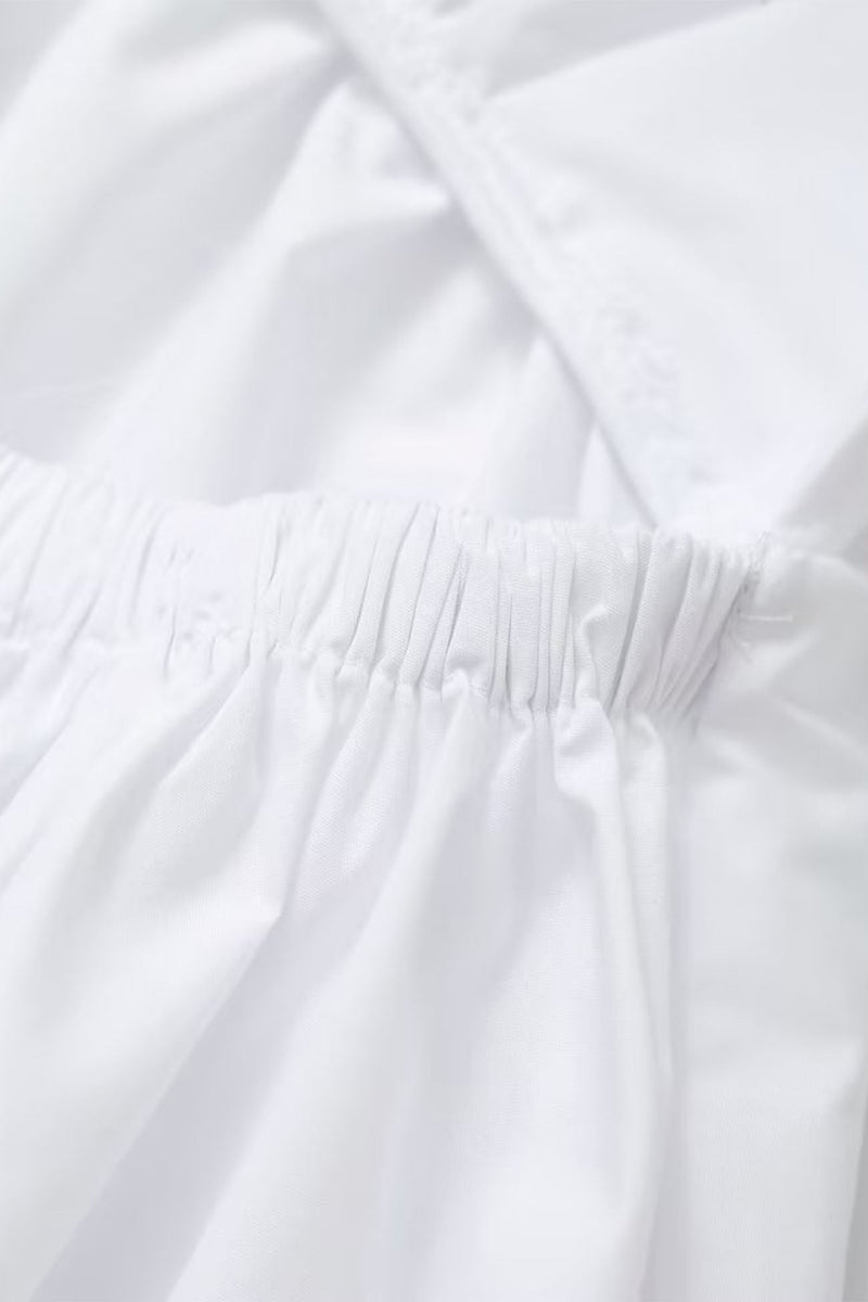 White V Neck Backless Cami Midi Dress