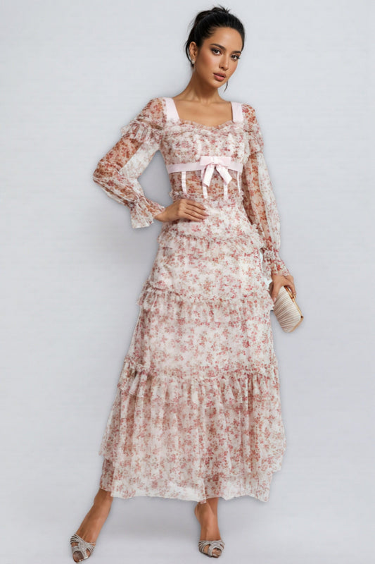 Zafirk Wilde Pink Long Sleeve Midi Dress