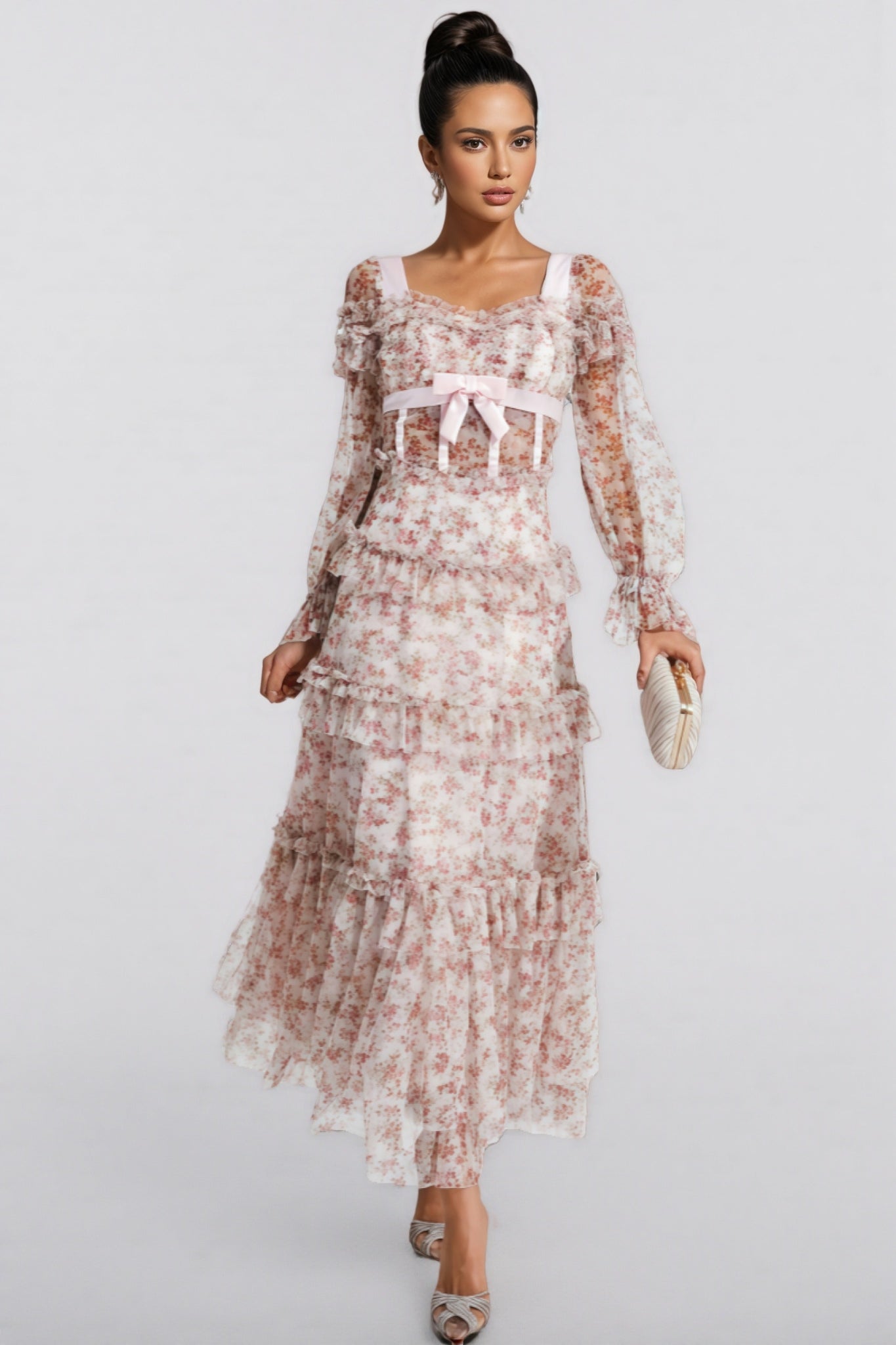 Zafirk Wilde Pink Long Sleeve Midi Dress
