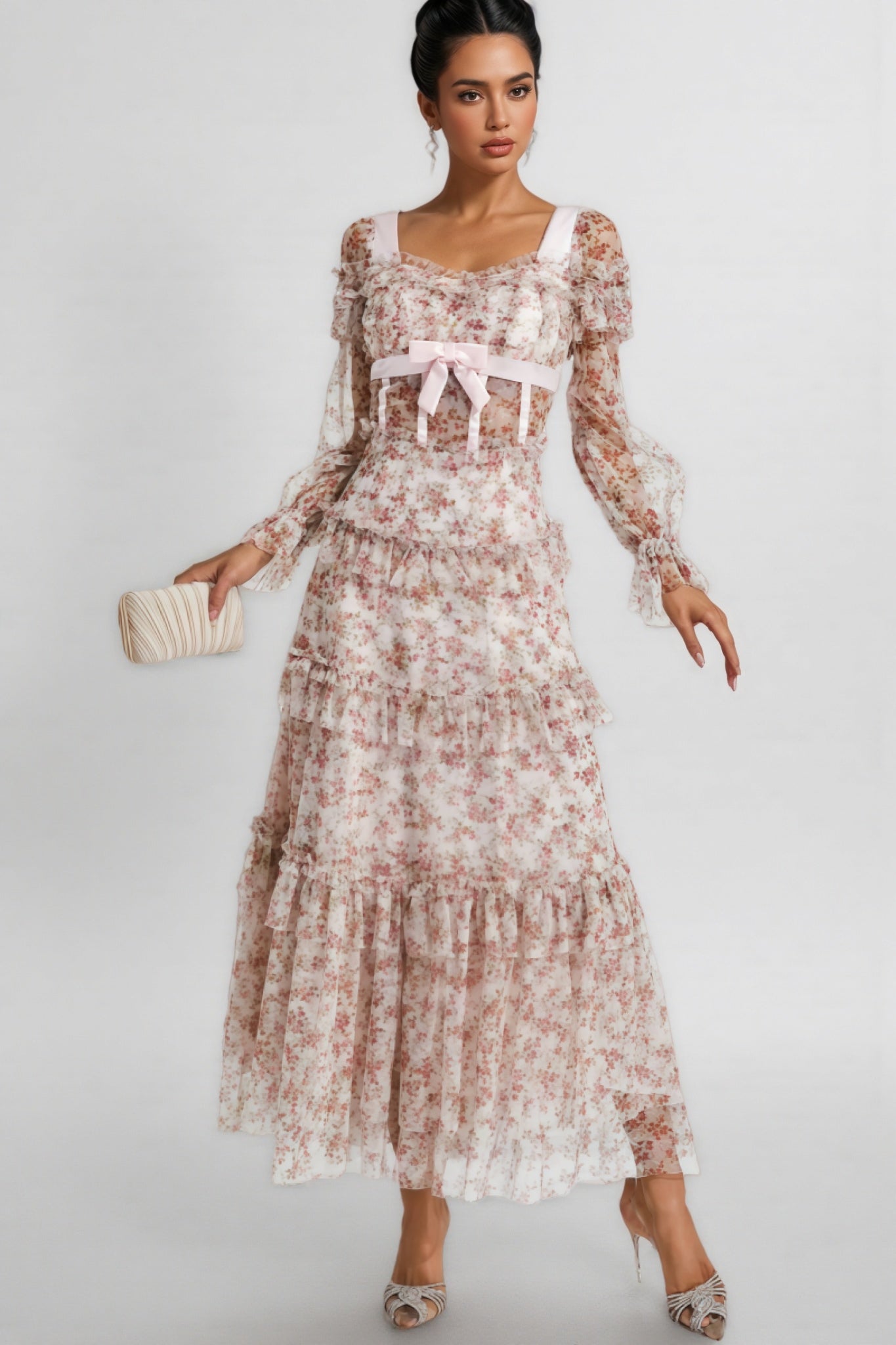 Zafirk Wilde Pink Long Sleeve Midi Dress
