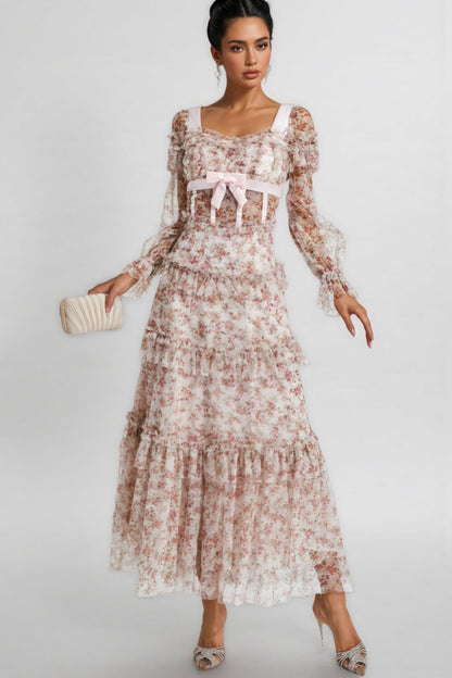 Zafirk Wilde Pink Long Sleeve Midi Dress
