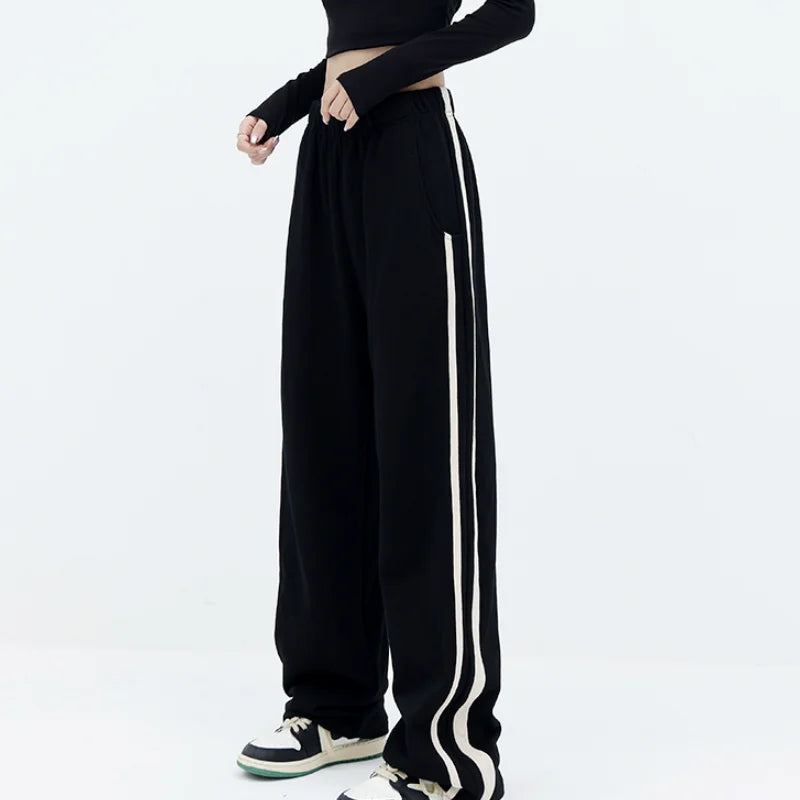 High Waist Wide Leg Black Baggy Sweatpants