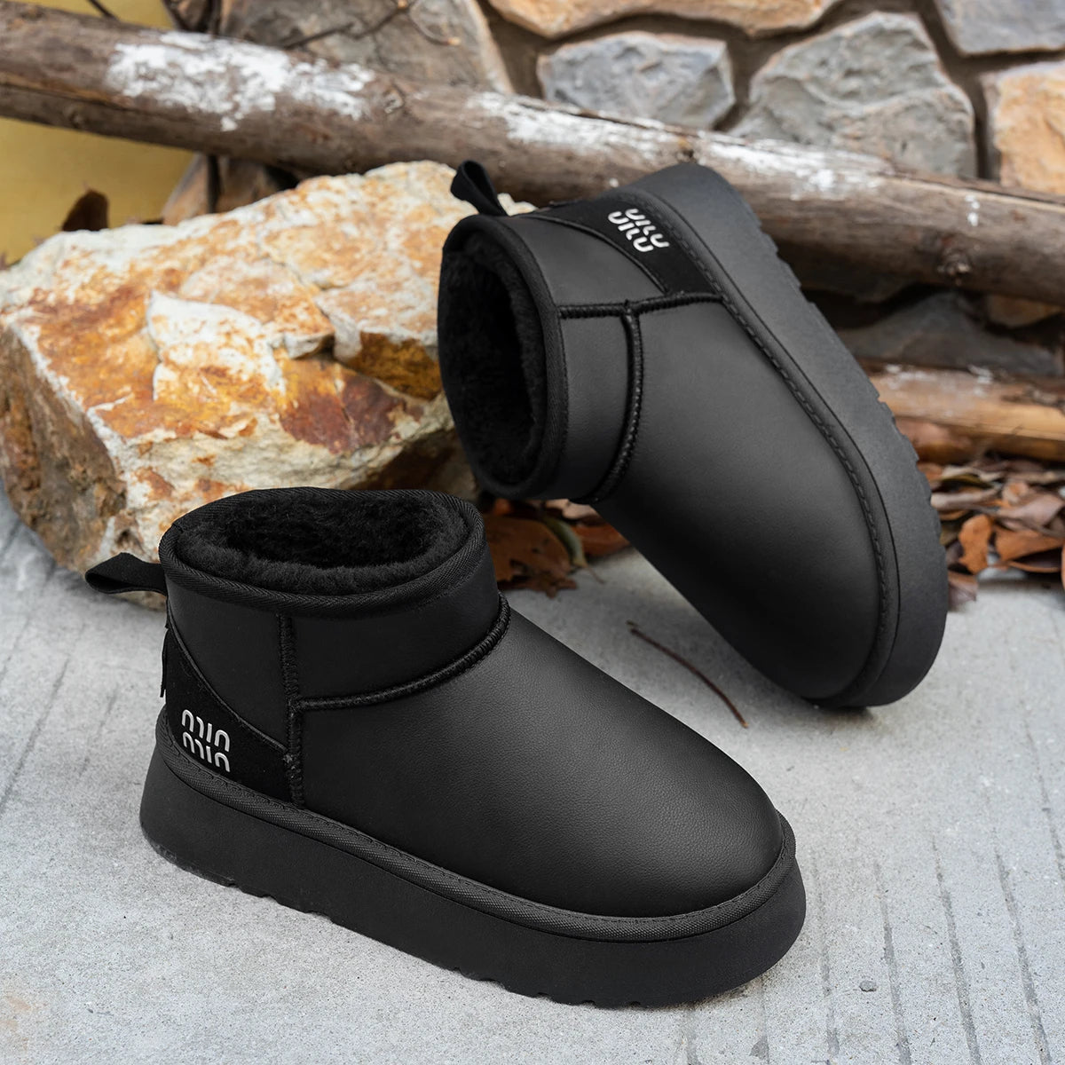 Boots Winter Short Plush Warm Snow Boots Flat Shoes New Comfortable Chelsea Ankle Boots Botas De Mujer