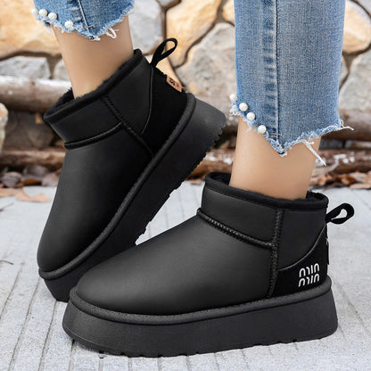 Boots Winter Short Plush Warm Snow Boots Flat Shoes New Comfortable Chelsea Ankle Boots Botas De Mujer