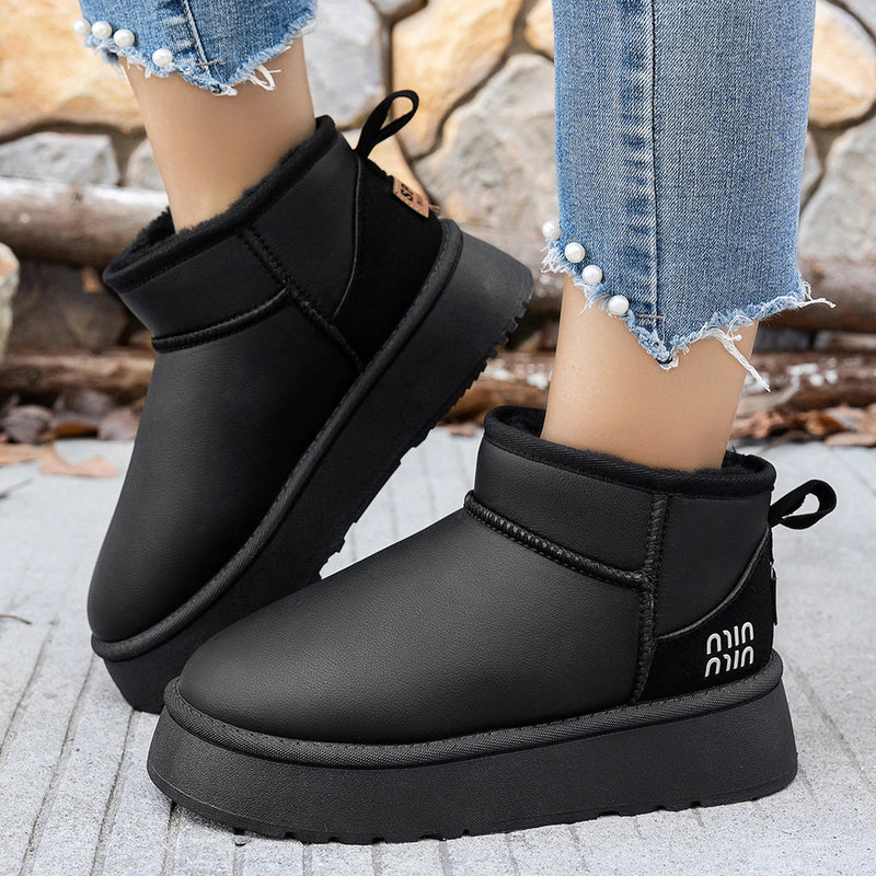 Boots Winter Short Plush Warm Snow Boots Flat Shoes New Comfortable Chelsea Ankle Boots Botas De Mujer