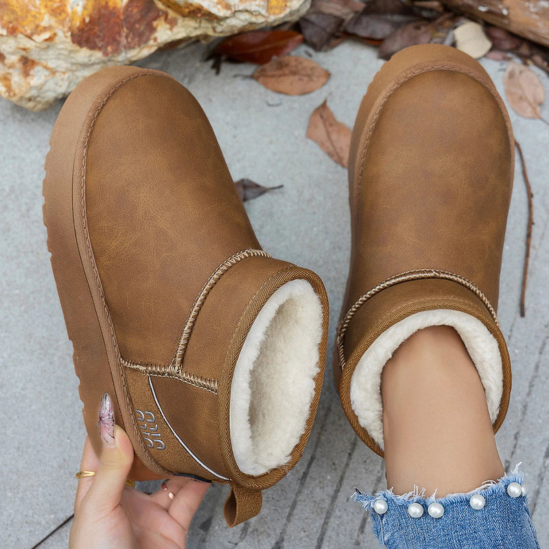 Boots Winter Short Plush Warm Snow Boots Flat Shoes New Comfortable Chelsea Ankle Boots Botas De Mujer