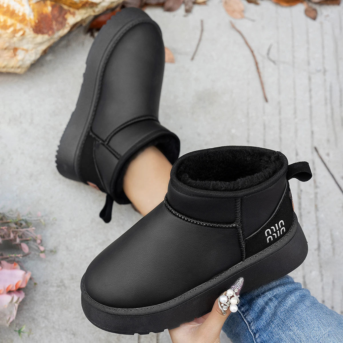 Boots Winter Short Plush Warm Snow Boots Flat Shoes New Comfortable Chelsea Ankle Boots Botas De Mujer