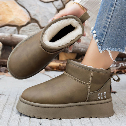 Boots Winter Short Plush Warm Snow Boots Flat Shoes New Comfortable Chelsea Ankle Boots Botas De Mujer