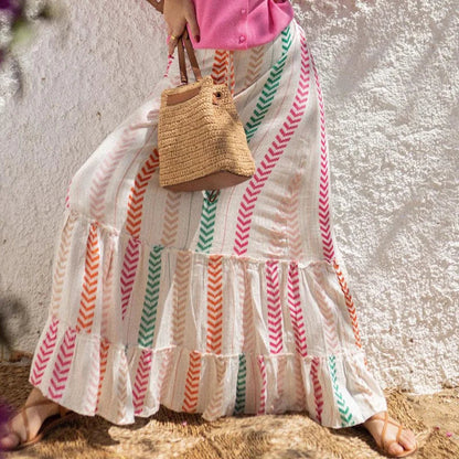 Dressbetty - High Waist Patterned Print Long Maxi Skirt