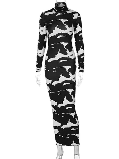 Autumn Printed Pencil Midi Dresses