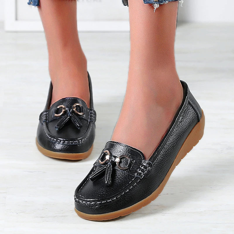 Genuine Leather Tenis Nurse Slip on Retro Moccasins Flats Loafers