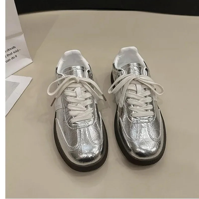 Leather Outdoor Platform Vulcanized White Flats Tennis Skateboard