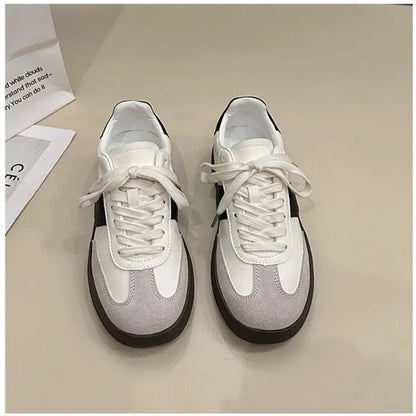 Leather Outdoor Walking Sneakers Sports Platform Vulcanized Shoes Woman White Flats Tennis Trainers